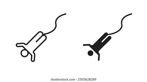 Bungee jumping vector icon in solid and outline style