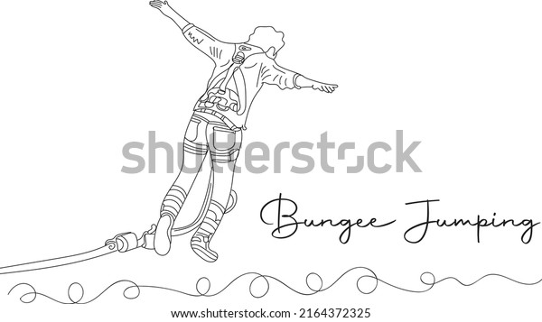 Bungee\
Jumping vector, Bungee jumping logo, sketch drawing of young man\
jumping from hill, silhouette of adventure\
jumping
