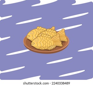 bungeoppang. Asian food isolated on white background, bungeoppang traditional korean food vector illustration