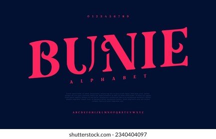 Bunie premium luxury elegant alphabet letters and numbers. Elegant wedding typography classic serif font decorative vintage retro. Creative vector illustration