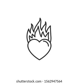 buning heart flame romantic passion love line vector illustration