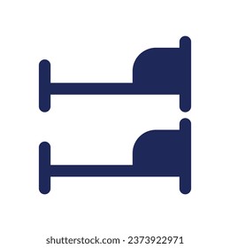 Bunk bed black glyph ui icon. Kids bedroom arrangement. Furniture. User interface design. Silhouette symbol on white space. Solid pictogram for web, mobile. Isolated vector illustration