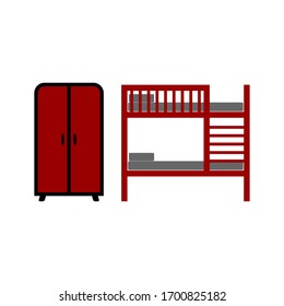 Bunk bed color icon. Cupboard sign design