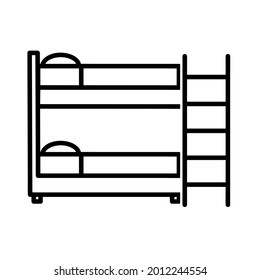 Bunk bed flat icon. Pictogram for web. Line stroke. Isolated on white background. Outline vector eps10