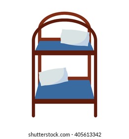 A bunk bed in a flat style icon. The concept of hotels, hostels. flat vector illustration isolate on a white background.