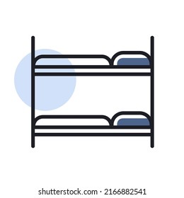 Bunk bed flat vector isolated icon. Graph symbol for travel and tourism web site and apps design, logo, app, UI
