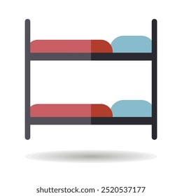 Bunk bed flat vector isolated icon. Graph symbol for travel and tourism web site and apps design, logo, app, UI