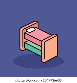  Bunk Bed Free vector cartoon icon illustration. Shared Flat icon concept isolated . flat cartoon style