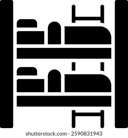 Bunk Bed glyph Icon. Bunk bed vector, kids' bedroom furniture icon, modern bunk bed design, double-decker bed glyph illustration