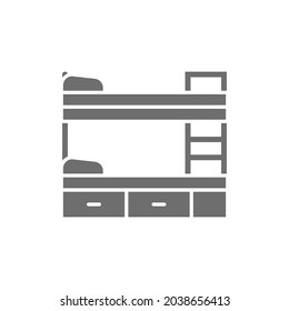Bunk bed grey icon. Isolated on white background