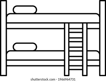 Bunk bed Hostel Furniture Vector Icon Design, Interior design Symbol, Home Office decoration Sign, Residential and Commercial Decor Elements stock illustration, dorm bed concept