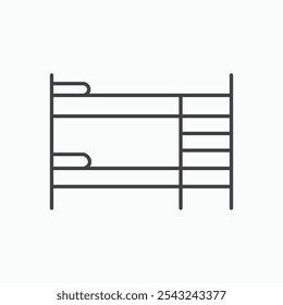 Bunk bed icon in black outlined and solid.