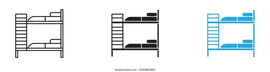 Bunk bed icon black white vector outline