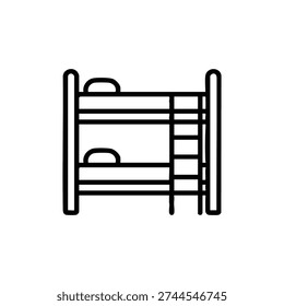 Bunk Bed Icon Black And White Vector Illustration For Hostel Dormitory And Budget Hotel Room