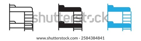 Bunk bed icon black white vector outline