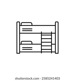 Bunk bed icon Flat vector set outline