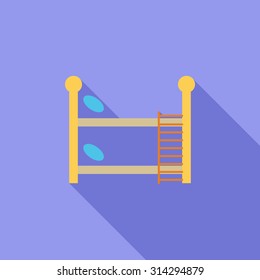 Bunk bed icon. Flat vector related icon with long shadow for web and mobile applications. It can be used as - logo, pictogram, icon, infographic element. Vector Illustration.