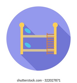 Bunk bed icon. Flat vector related icon with long shadow for web and mobile applications. It can be used as - logo, pictogram, icon, infographic element. Vector Illustration.