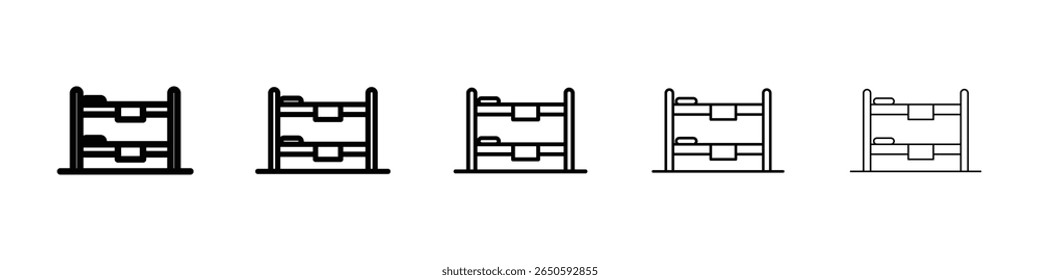 Ícone de cama de bloco gráfico definido. estilo de linha de traçado moderno