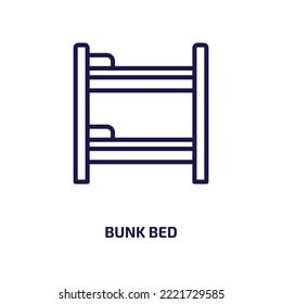 Bunk Bed Icon From Hotel Collection. Thin Linear Bunk Bed, Bed, Bunk Outline Icon Isolated On White Background. Line Vector Bunk Bed Sign, Symbol For Web And Mobile