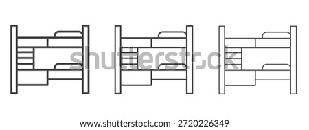 Bunk bed icon in line art doodle style. Editable stroke outline sign, eps 10