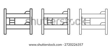 Bunk bed icon in line art doodle style. Editable stroke outline sign, eps 10