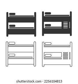 Bunk bed icon. Motel apartament object set vector ilustration.