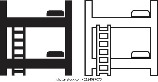 Icono de la cama de maletero sobre fondo blanco. Símbolo moderno de la litera. Cartel de la cama. estilo plano. 