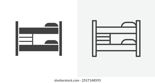 Bunk bed icon. outlined vector style.