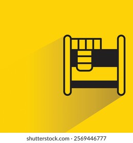 bunk bed icon with shadow on yellow background