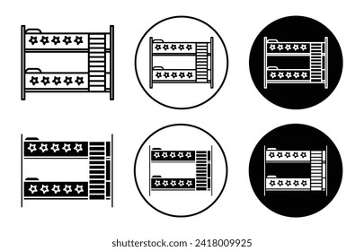 Bunk bed icon sign set in outline style graphics design