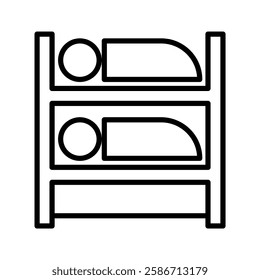 Bunk bed icon in thin line style