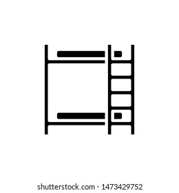 Bunk Bed Icon Vector solid black isolated on white background