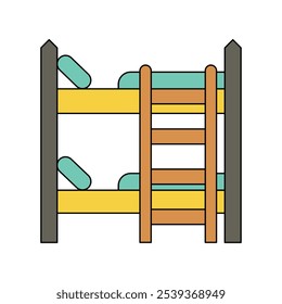 Ícone de cama de bloco com fundo branco vetor ilustração de estoque