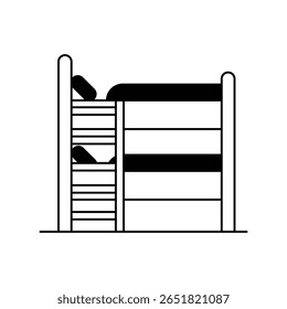 ícone de cama beliche com fundo branco vetor ilustração stock