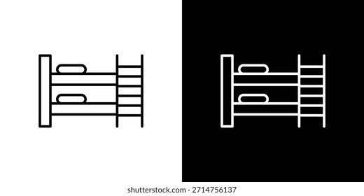 Iconos de la cama de litera. iconos de vector de dibujo de línea