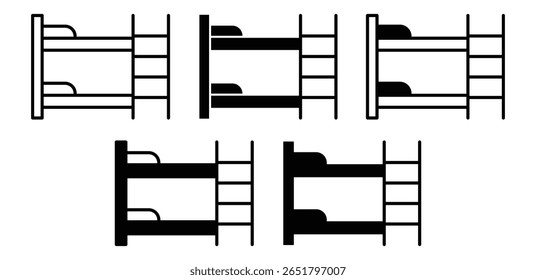 Ícones de cama de bloco Ilustrações de vetor minimalistas Conjuntos de cores preto e branco isolados