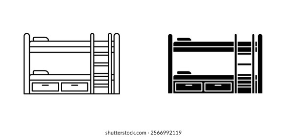 Bunk bed icons in outline and fill. vector illustration for ui.