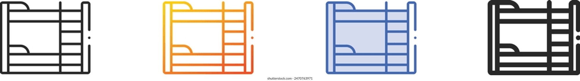 bunk bed icon.Thin Linear, Gradient, Blue Stroke and bold Style Design Isolated On White Background