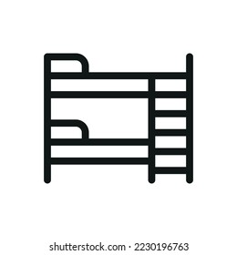 	
Bunk bed isolated vector icon, hostel bed linear vector icon with editable stroke