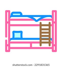 bunk bed kid bedroom color icon vector. bunk bed kid bedroom sign. isolated symbol illustration