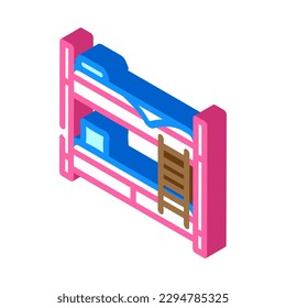 bunk bed kid bedroom isometric icon vector. bunk bed kid bedroom sign. isolated symbol illustration