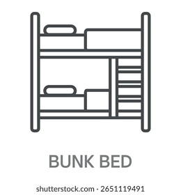 bunk bed Line Icon, Ilustração de símbolo de contorno, Curso editável perfeito para logotipos e muito mais