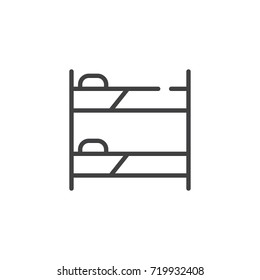 Bunk bed line icon, outline vector sign, linear style pictogram isolated on white. Symbol, logo illustration. Editable stroke