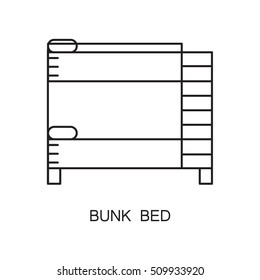 Bunk bed line icon. Single high quality outline interior or technological pictogram for composition of children's room. Vector line element for design website, mobile app, logo, etc. 