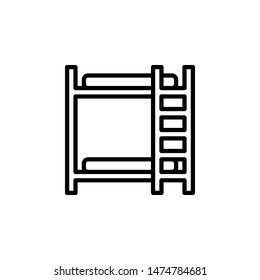 Bunk Bed Line Vector. Outline Icon Style Illustration