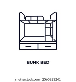 bunk bed outline icon. Linear vector from hotel concept. Thin line bunk bed icon isolated on white background