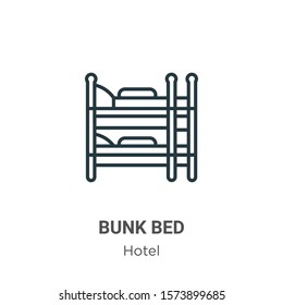 Bunk bed outline vector icon. Thin line black bunk bed icon, flat vector simple element illustration from editable hotel concept isolated on white background