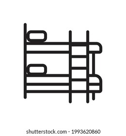 litera cama y almohadas icono estilo de línea delgada aislado en fondo blanco, accesorios y símbolos para dormir,ilustración de icono de una sola pieza vector