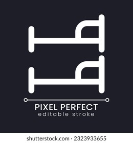 Bunk bed pixel perfect white linear ui icon for dark theme. Kids bedroom arrangement. Vector line pictogram. Isolated user interface symbol for night mode. Editable stroke. Poppins font used